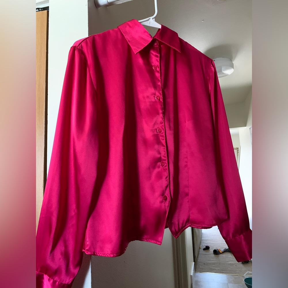 Magenta satin blouse